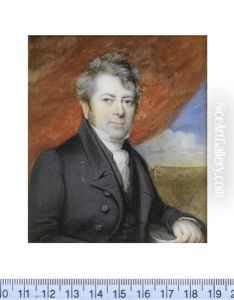 A Gentleman, Seated Before Red Drapery, Holding A Document In His Left Hand And Wearing Black Coat And Waistcoat, White Chemise, Stock And Cravat