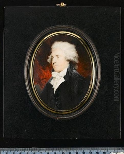 Sir George Howland Beaumont, 7th Bt, Wearing Black Coat, White Waistcoat, Frilled Chemise, Tied Cravat And Powdered Wig, Red Curtain Background - view 1