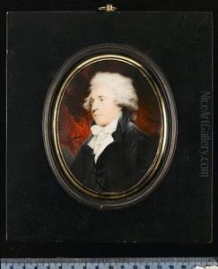 Sir George Howland Beaumont, 7th Bt, Wearing Black Coat, White Waistcoat, Frilled Chemise, Tied Cravat And Powdered Wig, Red Curtain Background