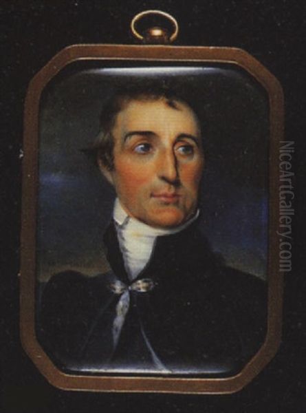 Arthur Wellesley, Duke Of Wellington Wearing Dark Blue Coat And Matching Cloak Secured At His Neck With A White Bow And White Stock - view 1