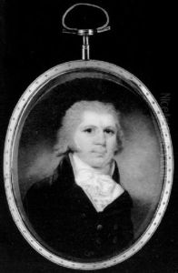 A Gentleman Wearing Powdered Wig And Double-breasted Blue Coat, White Waistcoat And Frilled Cravat by William Grimaldi