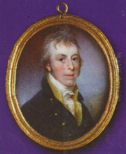 A Gentleman With Brown Side Whiskers, Wearing Blue Coat With Gold Buttons