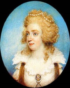 Portrait Of A Lady With Stole Over Her Shoulders, Wearing A White Dress