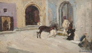 Repos Devant Une Porte Dans La Medina