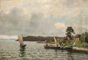 Kystlandskap Med Folkeliv