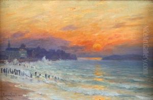 Bord De Mer Et Port Sous La Neige (2 Works) by Johannes Martin Grimelund