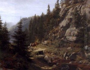Landskap Med Mann Og Hest Landskap Med Mann Og Hest