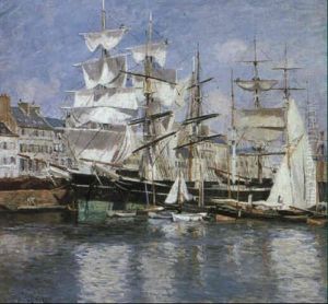 View Of Le Harve: White Sails by Johannes Martin Grimelund