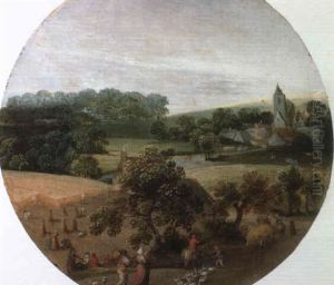 Peasants On A Path With A Gooseherd And Harvesters Beyond
