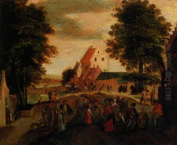 Feiernde Bauern Auf Einem Dorfplatz - view 1