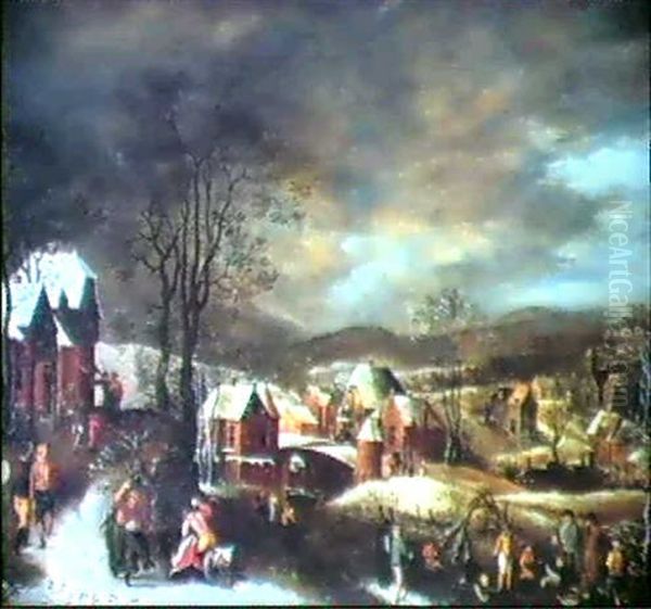 Un Village Flammand Sous La Neige - view 1