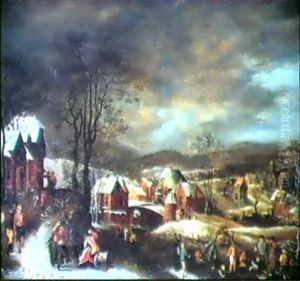 Un Village Flammand Sous La Neige by Jakob Grimer
