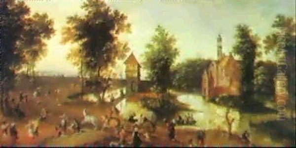 A Landscape With Many Figures And A Distant View Of Antwerp - view 1