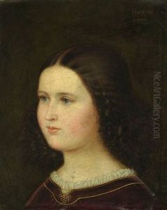 Friederike Grimm (1833-1914), Genannt Ideke, Die Tochter Des Malers, Knappes Brustbild Im Halbprofil