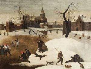 Winter Landscape With Skaters by Abel Grimmer