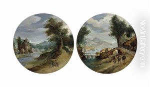 A River Landscape; And A Coastal Landscape by Abel Grimmer