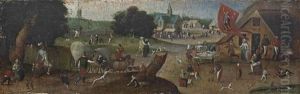 Saint George"s Day: A Village Kermesse With Figures Dancing, Merrymaking And Partaking In Festivities by Abel Grimmer