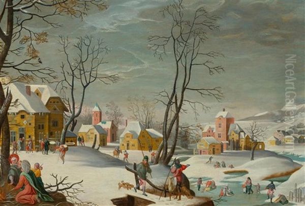 A Winter Landscape Of A Village - view 1