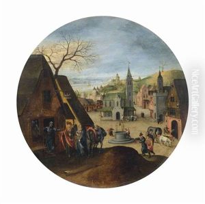 Le Mois De Decembre: Marie Devant L'auberge by Abel Grimmer