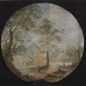 A Wooded Village Landscape by Abel Grimmer