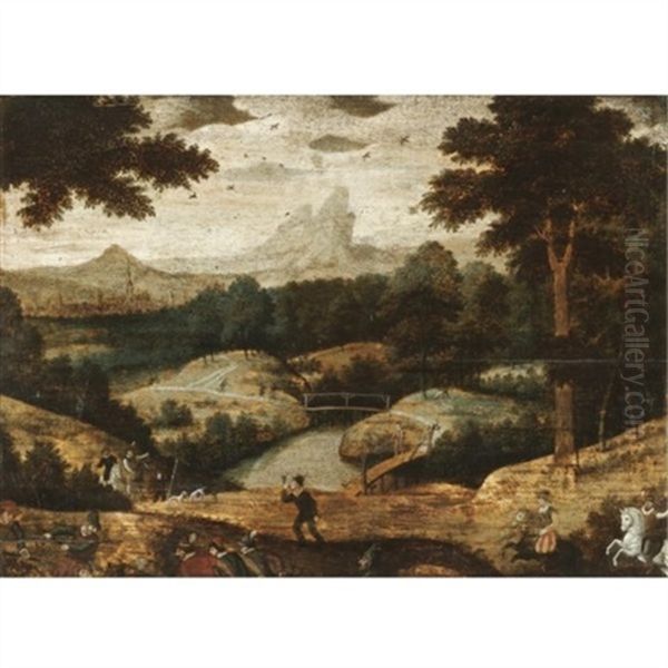 A Mountainous Landscape With Huntsmen - view 1