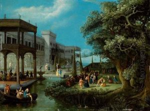 Vornehme Gesellschaft In Einem Palastgarten by Abel Grimmer