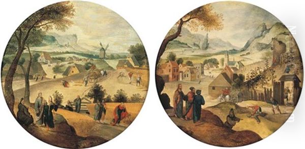 August: An Extensive Landscape With Jesus Telling The Parable Of The Corn-pickers (+ October: An Extensive Landscape With Jesus Telling The Parable Of The Grape Harvesters; 2 Works) - view 1