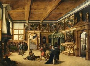 Interieur Eines Stadtischen Palastes Mit Merkur Und Minerva Beim Betrachten Einer Allegorie Der Caritas