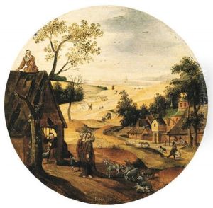 The Month Of June: A Landscape With Christ The Good Shepherd by Abel Grimmer