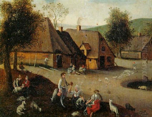 Peasants Clipping Sheep - view 1