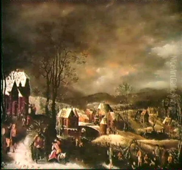 Un Village Flamand Sous La Neige - view 1