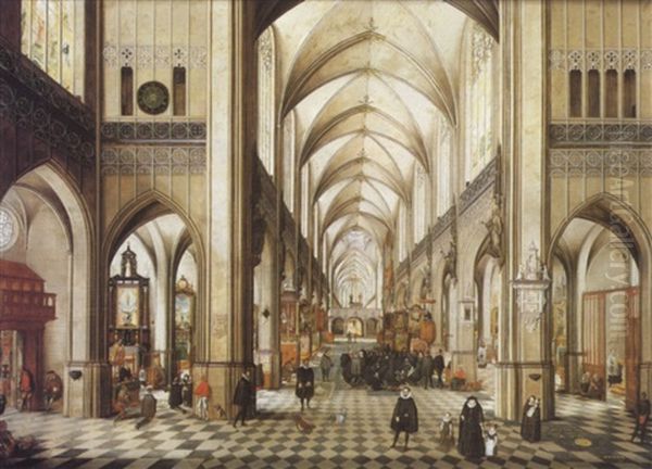 The Interior Of The Cathedral At Antwerp - view 1
