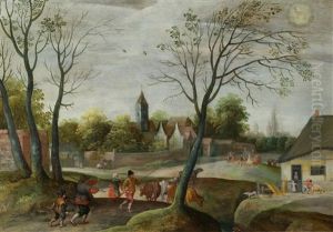 Autumn Landscape With Cattle Being Driven Home, With Antwerp Cathedral On The Horizon And (presumably) The Sign Of Sagittarius Autumn Landscape With Cattle Being Driven Home, With Antwerp Cathedral On The Horizon And (presumably) The Sign Of Sagittarius