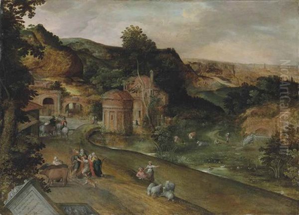 An Extensive Italianate Landscape With The Calling Of Cincinnatus From The Plough, A View Of Rome Beyond - view 1