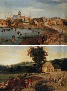 Summer: A Landscape With Peasants, Cattle And Sheep by Jacob Grimmer