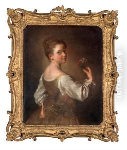 Portrait D'une Jeune Fille Avec Des Fleurs Portrait D'une Jeune Fille Avec Des Fleurs