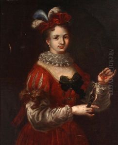 A Portrait Of A Noblewoman With Her Pet Bird