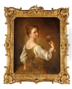 Portrait De Jeune Fille Avec Des Fleurs Portrait De Jeune Fille Avec Des Fleurs