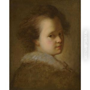 Portrait Of A Child, Head And Shoulders, With A White Collar by Alexis Grimou