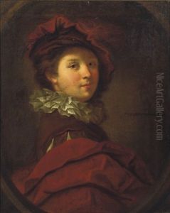 Portrait Of A Young Gentleman, In A Red Costume With A White Collar