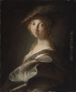 Portrait Of A Lady (duchesse De Caumont-laforce?) In A Plumed Hat And Silk Mantle