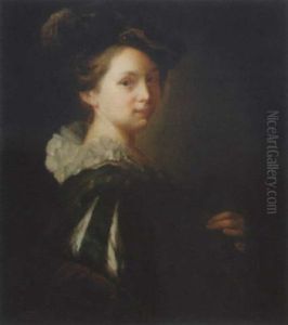 Bildnis Einer Jungen Frau Mit Federhut by Alexis Grimou