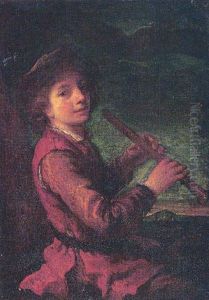 A Young Boy Playing The Recorder by Alexis Grimou