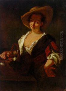 A Peasant Woman With A Basket Of Fruit