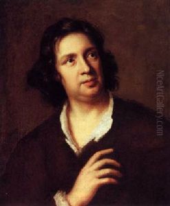Portrait Of A Young Man Wearing A Red Chemise With A White Collar