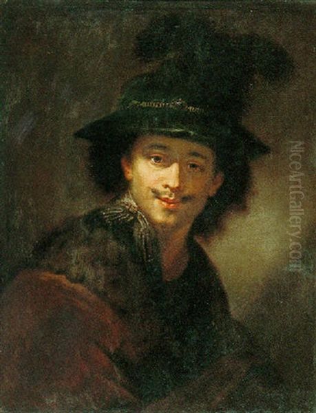 Portrait Of A Man Wearing A Plumed Hat - view 1