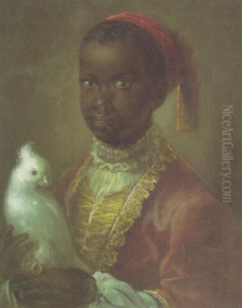 Portrait Of A Blackamoor In A Lined Coat Holding A Cockatoo - view 1