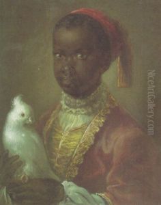 Portrait Of A Blackamoor In A Lined Coat Holding A Cockatoo