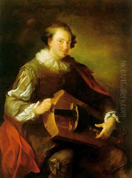 Portrait Of A Man Playing A Hurdy-gurdy - view 1