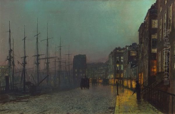 The Thames At Tower Bridge By Moonlight - view 1